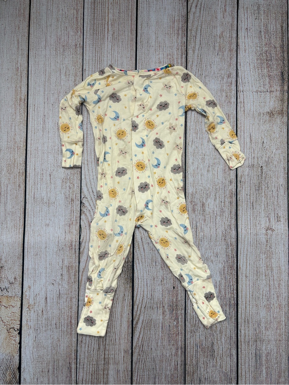 Magnetic Me Soft Cream Sun & Moon Printed Kids One-Piece Pajamas